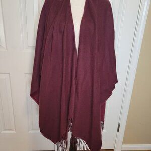 J.Jill Burgundy Fringe Shawl Wrap – One Size